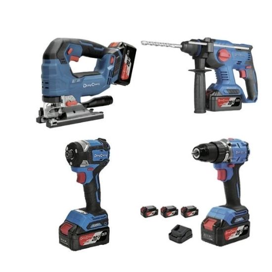 Dong Cheng 4lü Set Kırıcı Delici, Darbeli Vidalama, Torklu Vidalama, Dekupaj Makinesi 