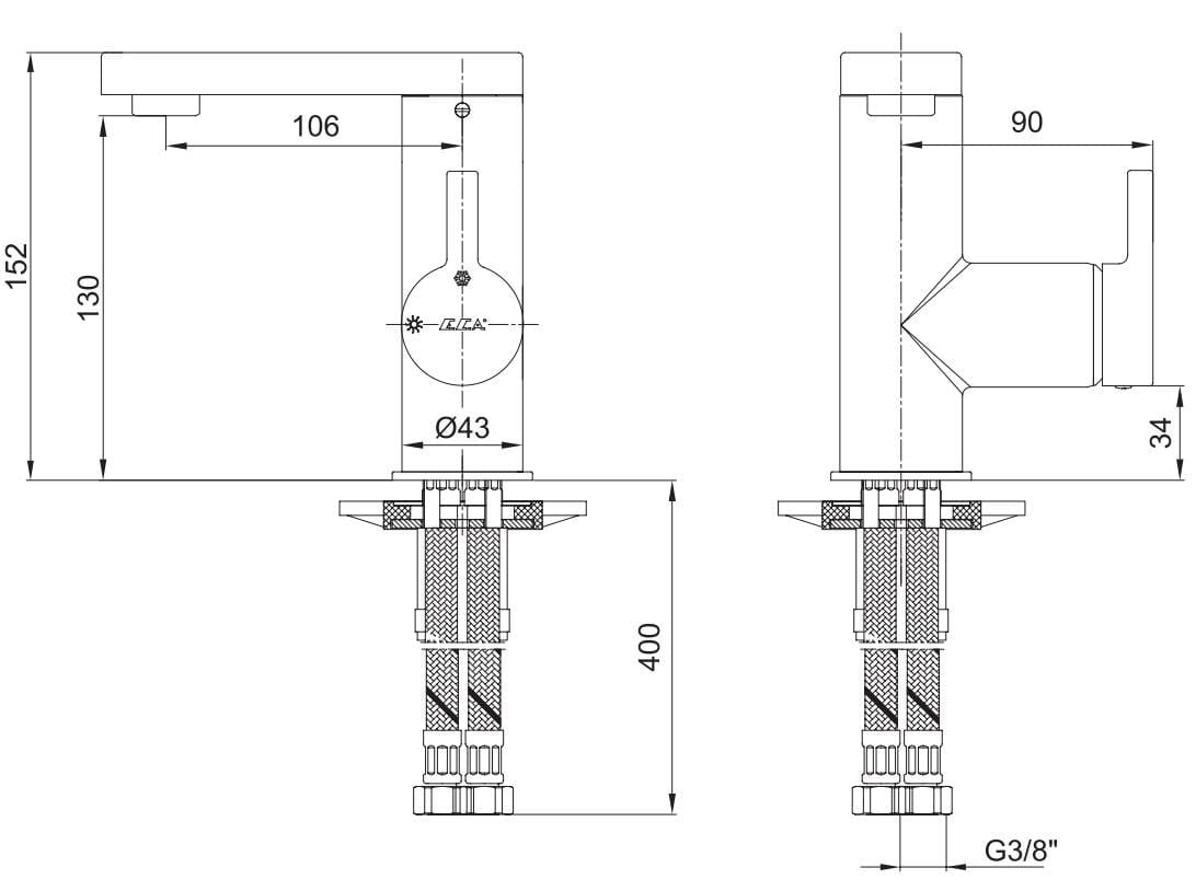 ECA MİNA LAVABO BATARYASI YANDAN KOLLU