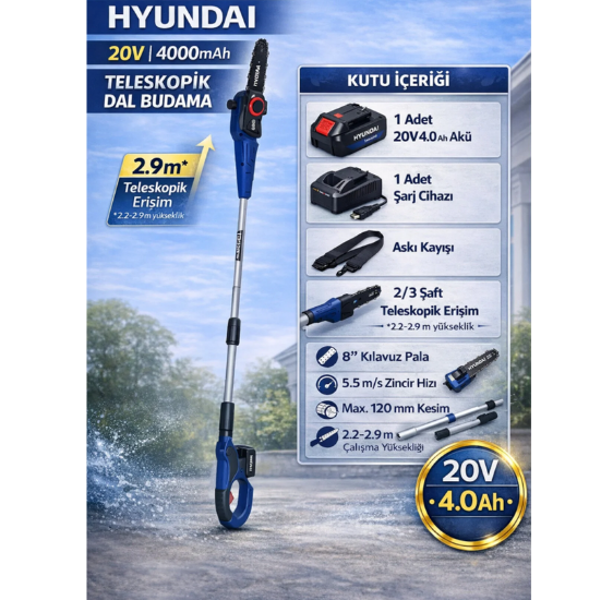 Hyundai Hcst108 Yüksek Dal Budama Testeresi 290cm 